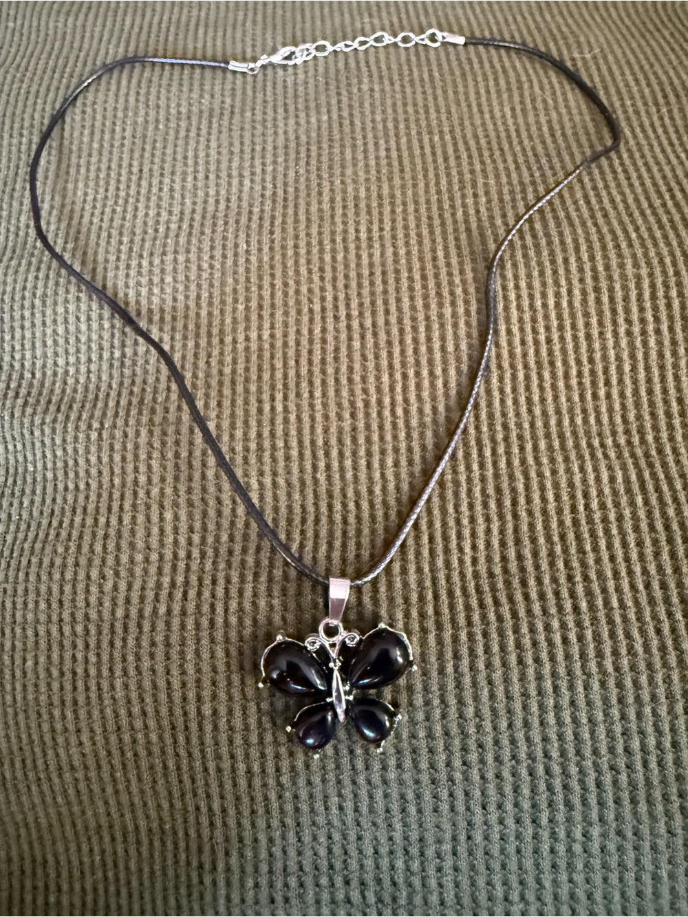 Women's Black Butterfly Pendant Necklace - Unbranded